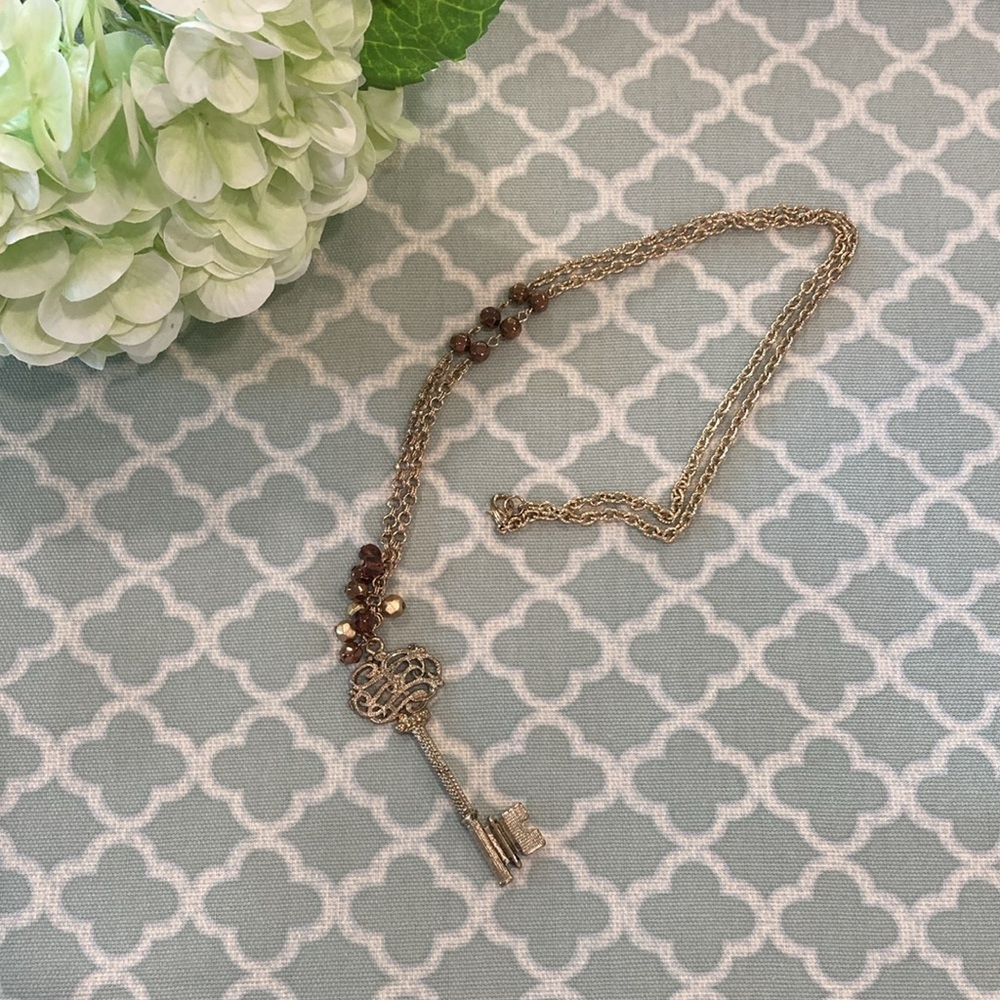 Key Necklace Gold Tone